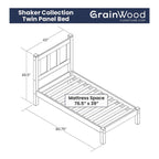 Lit plateforme en bois massif de style shaker avec meubles en bois de grain