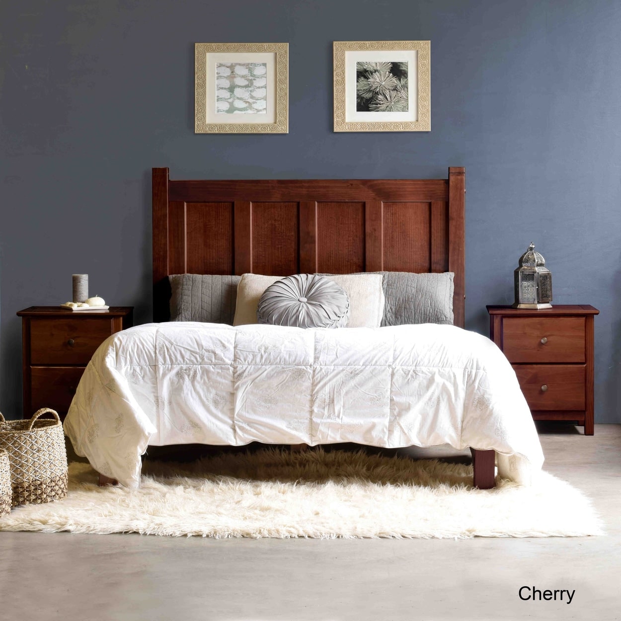 Lit plateforme en bois massif de style shaker avec meubles en bois de grain
