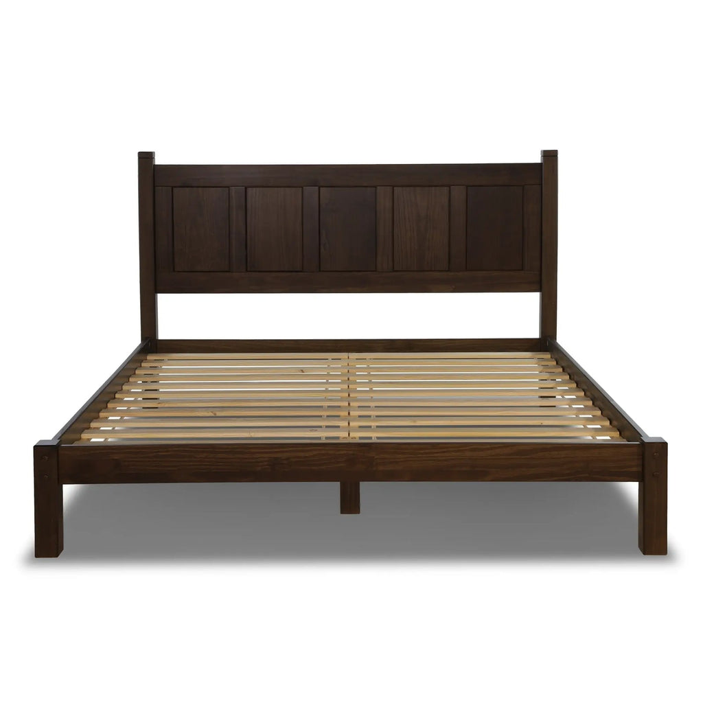 Lit plateforme en bois massif de style shaker avec meubles en bois de grain