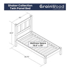 Lit plateforme en bois massif de style shaker avec meubles en bois de grain