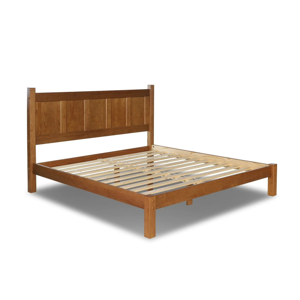 Lit plateforme en bois massif de style shaker avec meubles en bois de grain