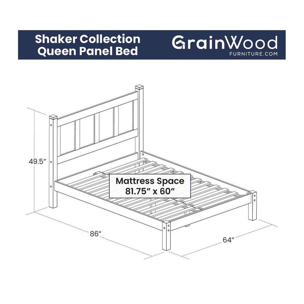 Lit plateforme en bois massif de style shaker avec meubles en bois de grain