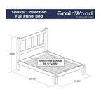 Lit plateforme en bois massif de style shaker avec meubles en bois de grain