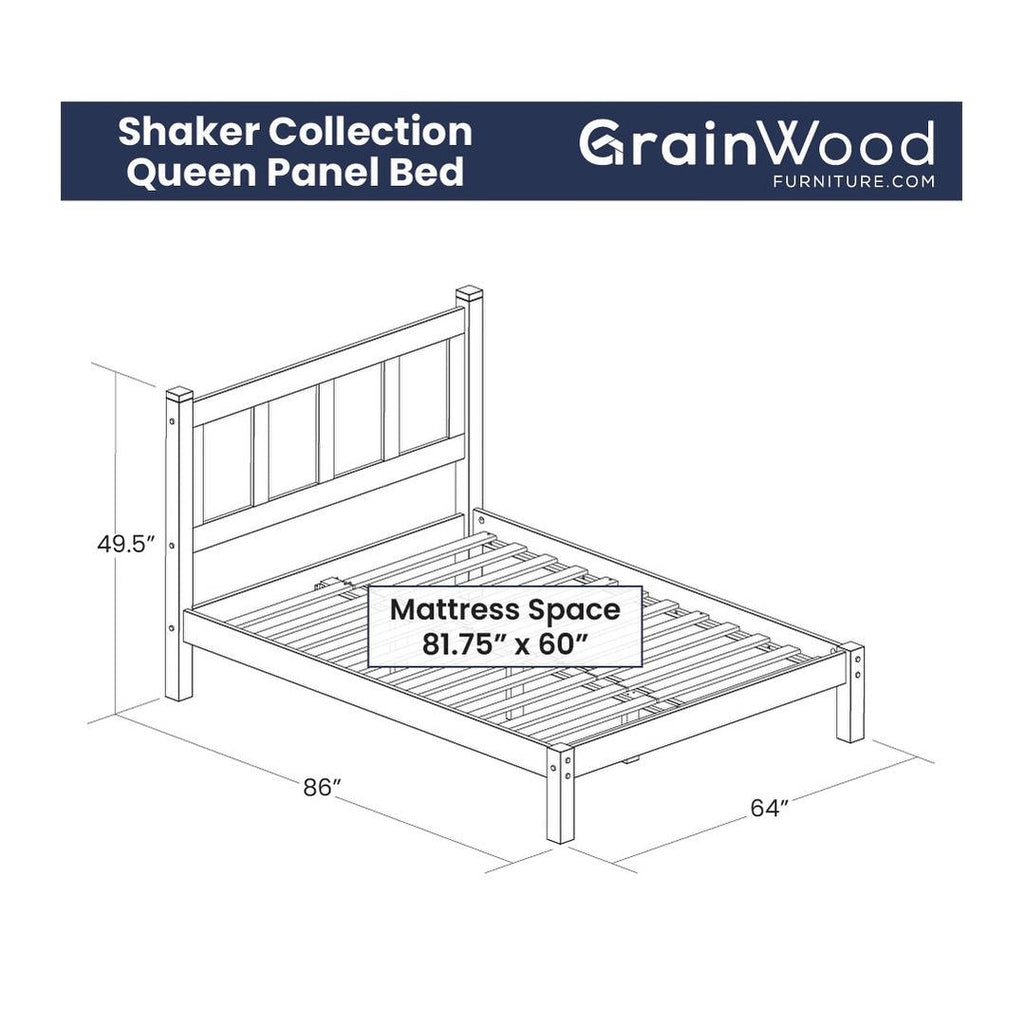 Lit plateforme en bois massif de style shaker avec meubles en bois de grain