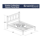 Lit plateforme en bois massif de style shaker avec meubles en bois de grain