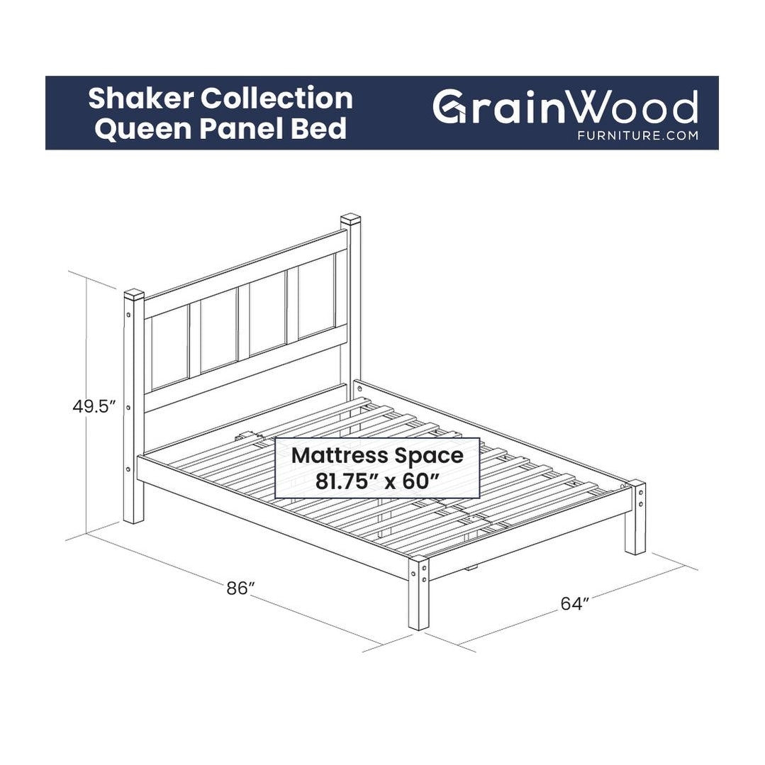 Lit plateforme en bois massif de style shaker avec meubles en bois de grain