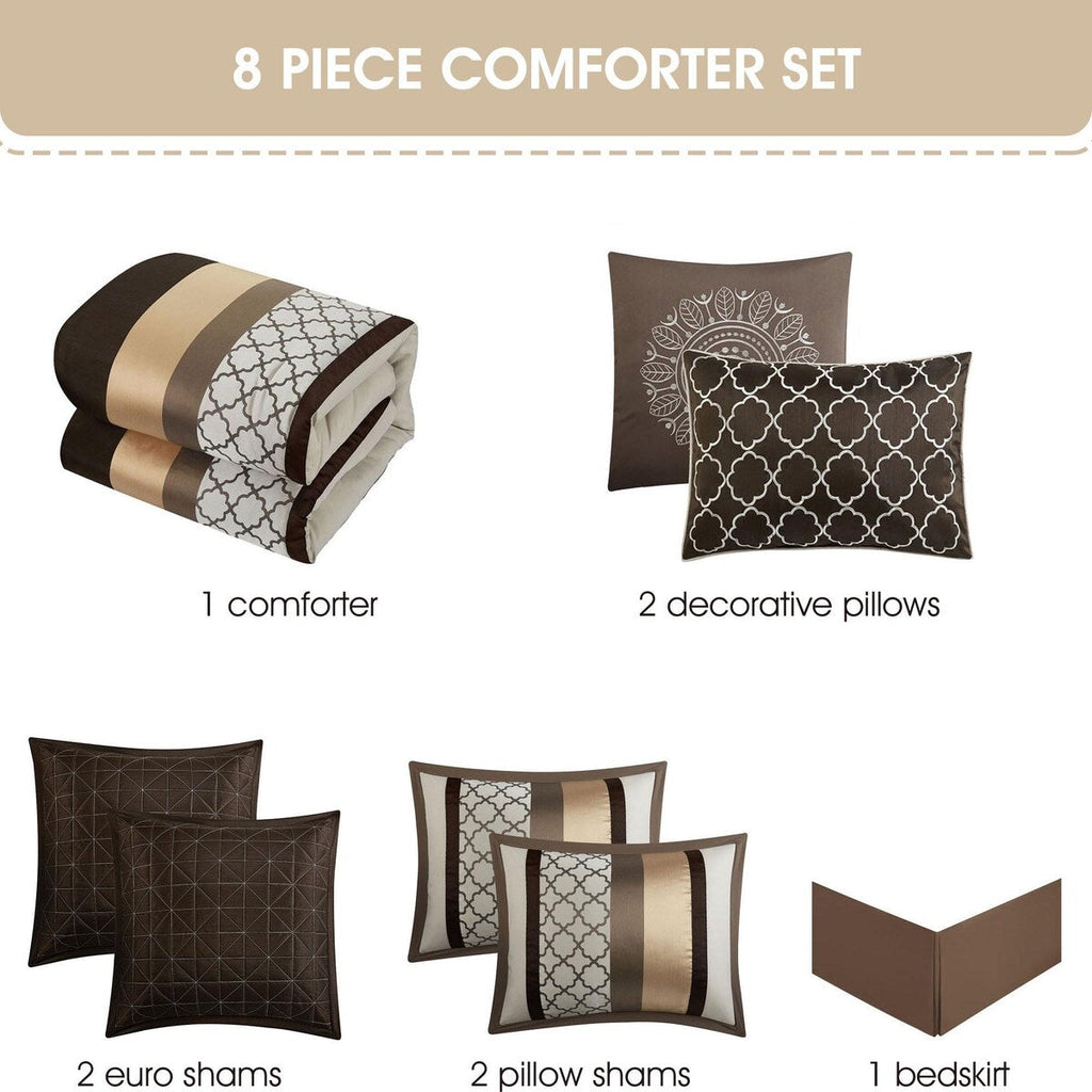 Parure de lit Nanshing Avalon Trellis 8 pièces à imprimé marocain