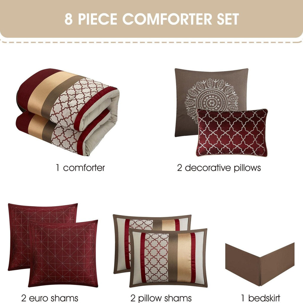 Parure de lit Nanshing Avalon Trellis 8 pièces à imprimé marocain