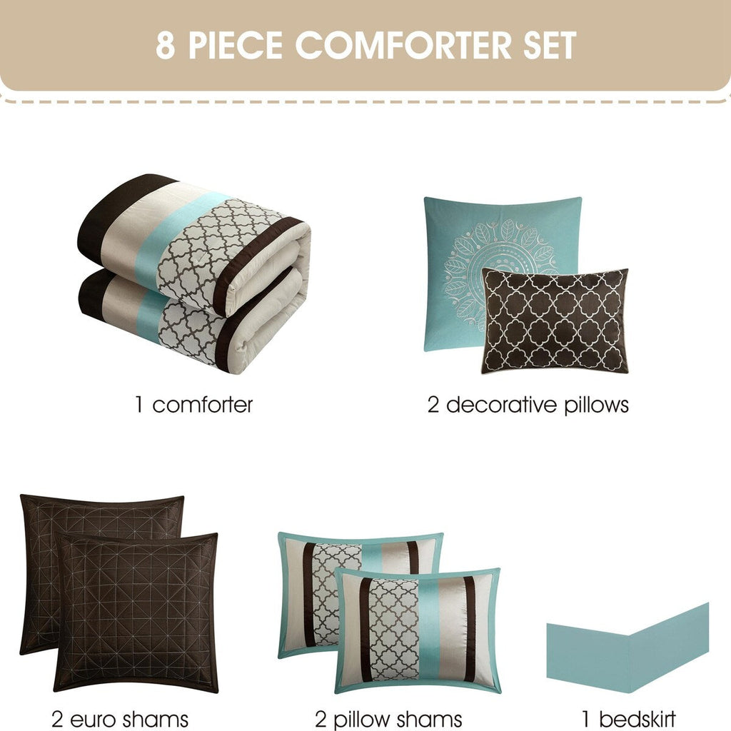 Parure de lit Nanshing Avalon Trellis 8 pièces à imprimé marocain