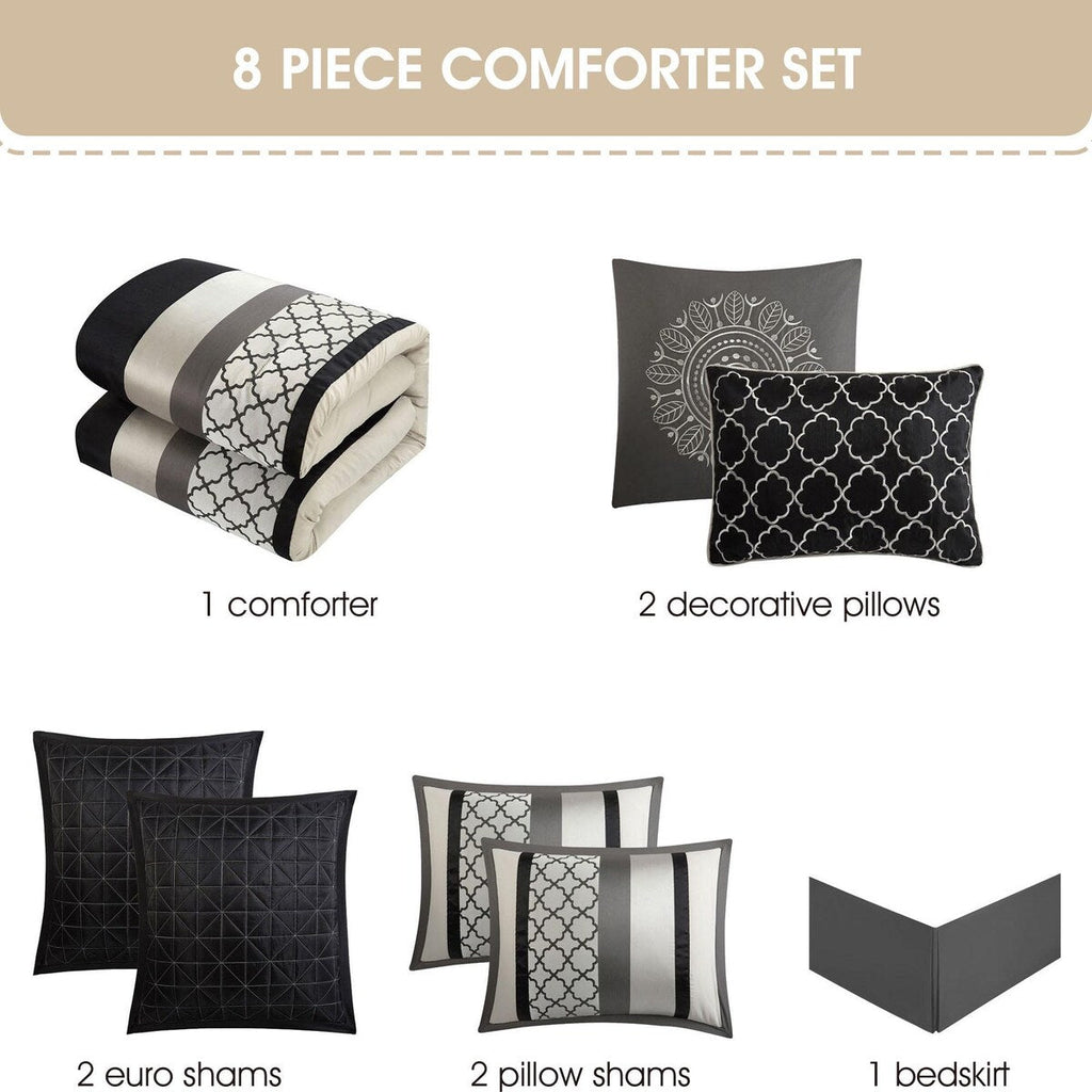 Parure de lit Nanshing Avalon Trellis 8 pièces à imprimé marocain