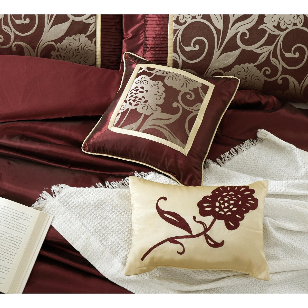 Ensemble de couette 9 pièces en jacquard floral Nanshing Brie