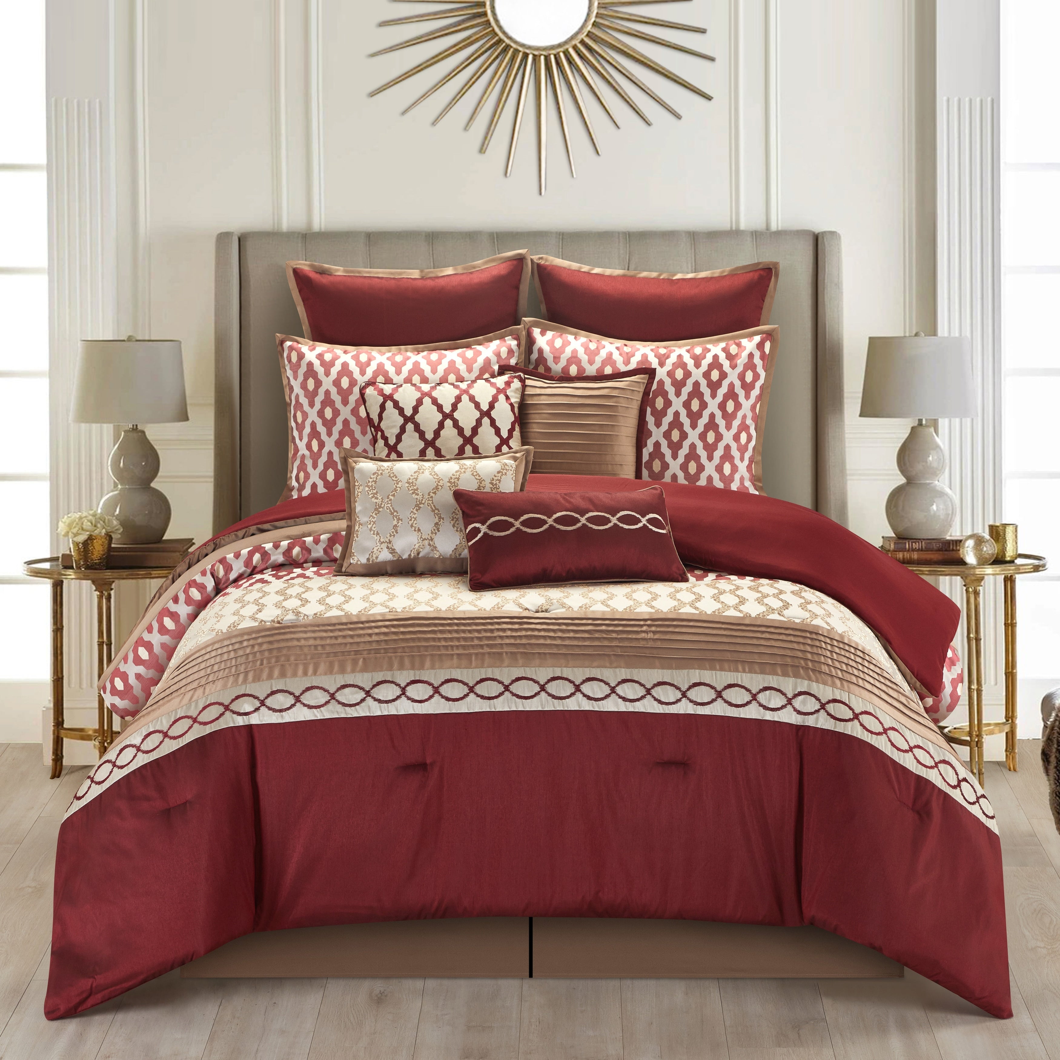 Ensemble de couette géométrique de luxe Nanshing Calvin 10 pièces