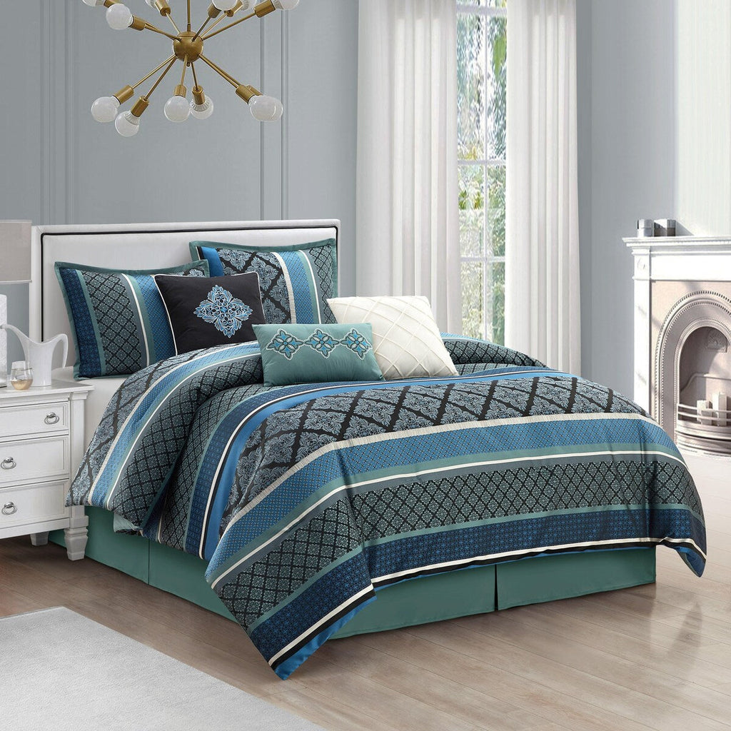 Ensemble de couette géométrique en jacquard Nanshing Jensen 7 pièces