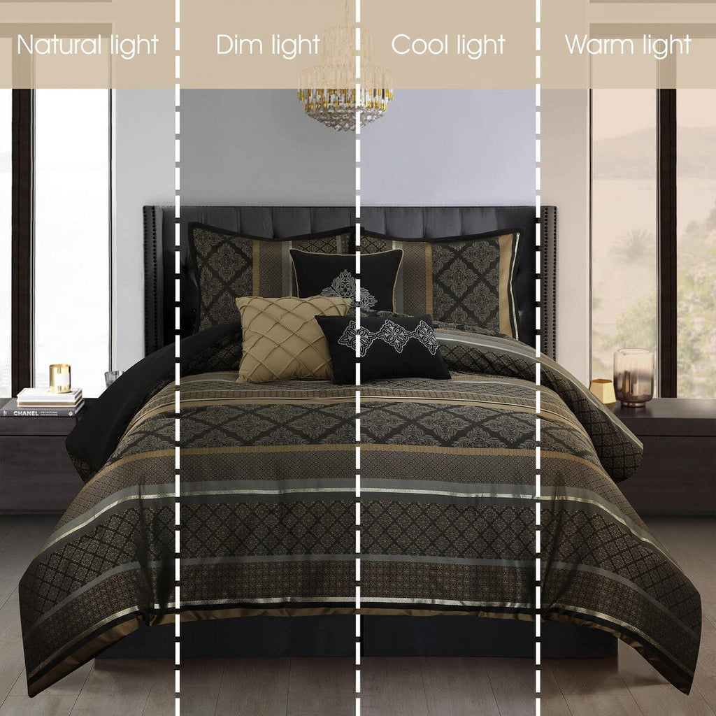 Ensemble de couette géométrique en jacquard Nanshing Jensen 7 pièces