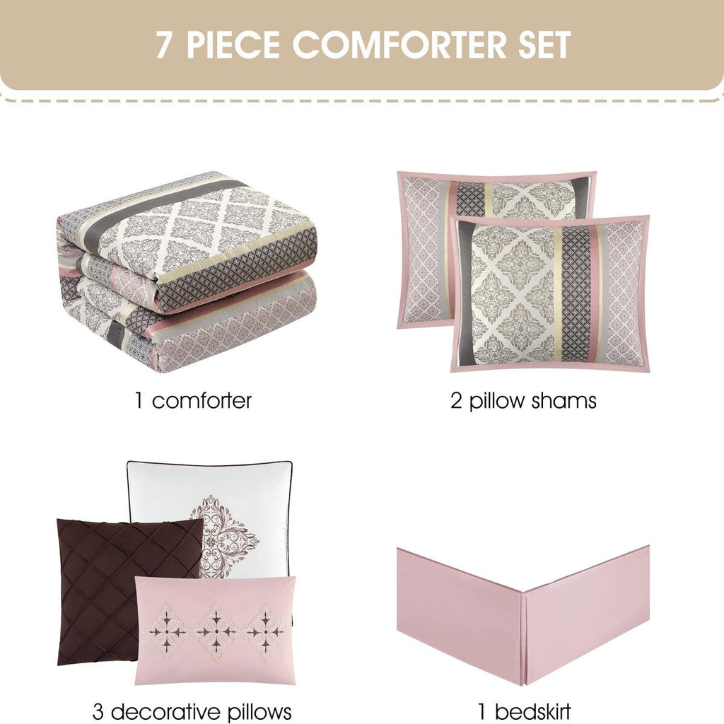 Ensemble de couette géométrique en jacquard Nanshing Jensen 7 pièces