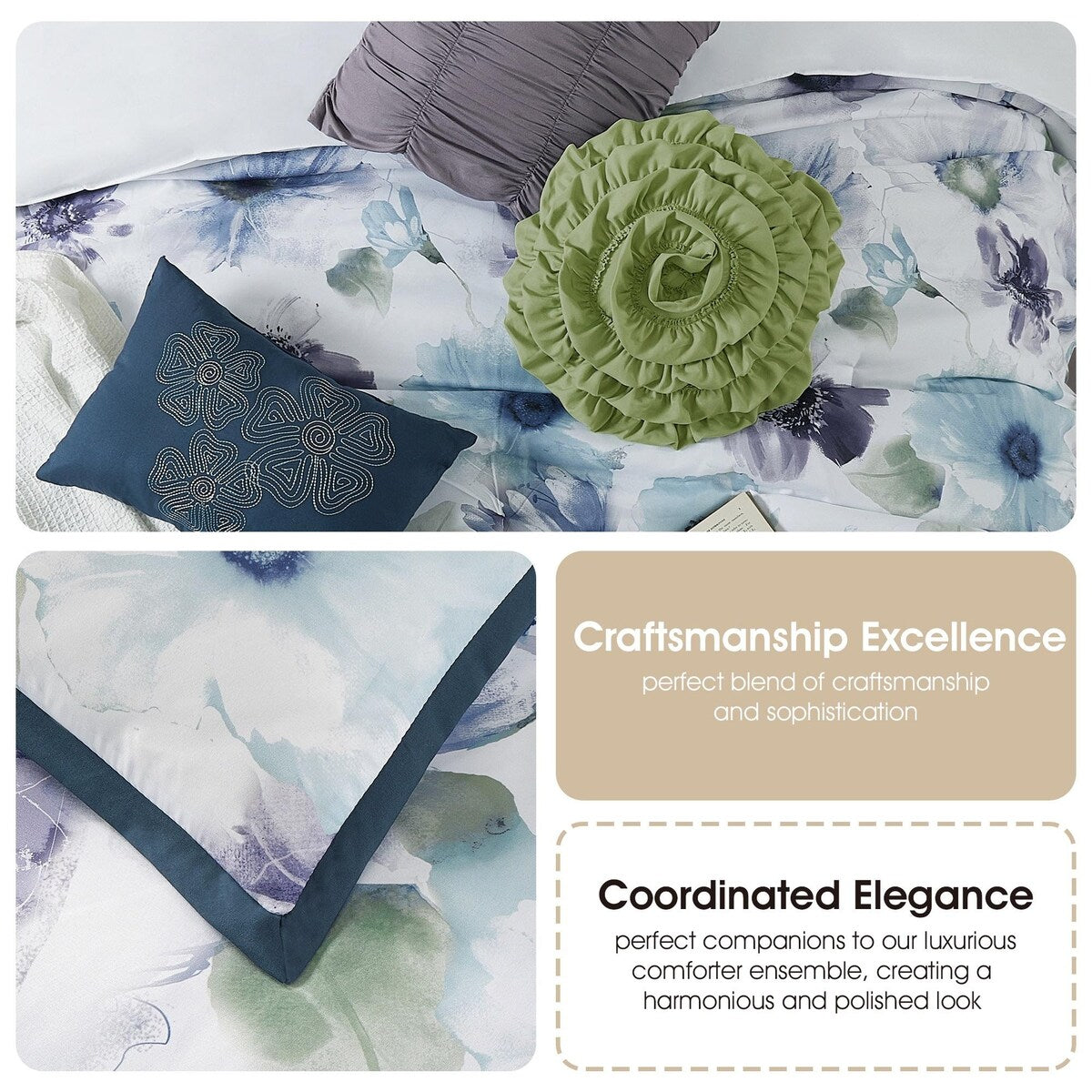 Ensemble de couette florale Nanshing Leela 7 pièces