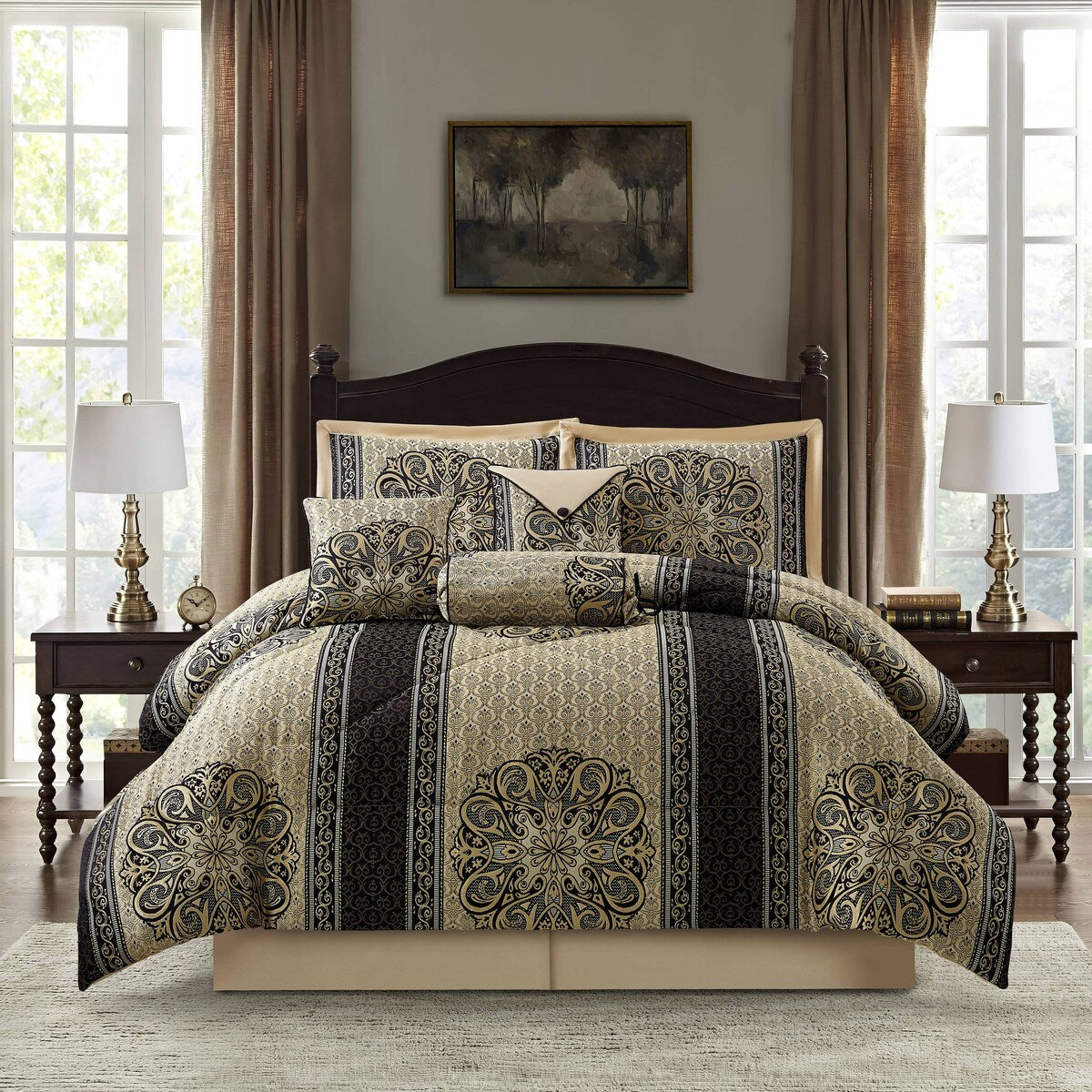 Ensemble de couette élégant médaillon 7 pièces Nanshing Prince
