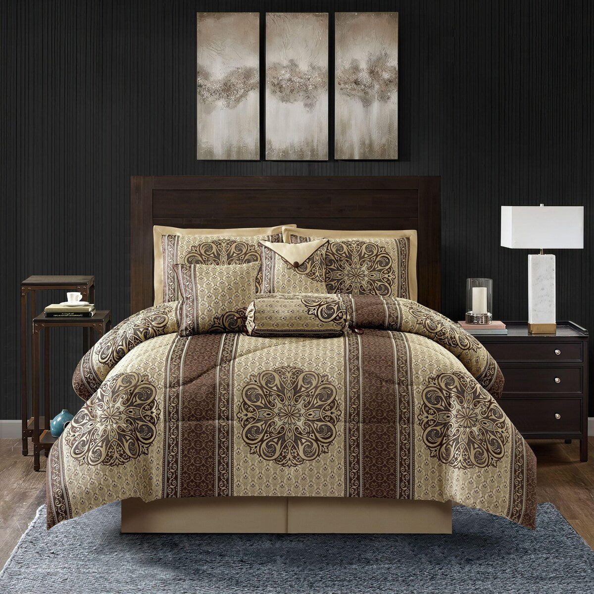 Ensemble de couette élégant médaillon 7 pièces Nanshing Prince