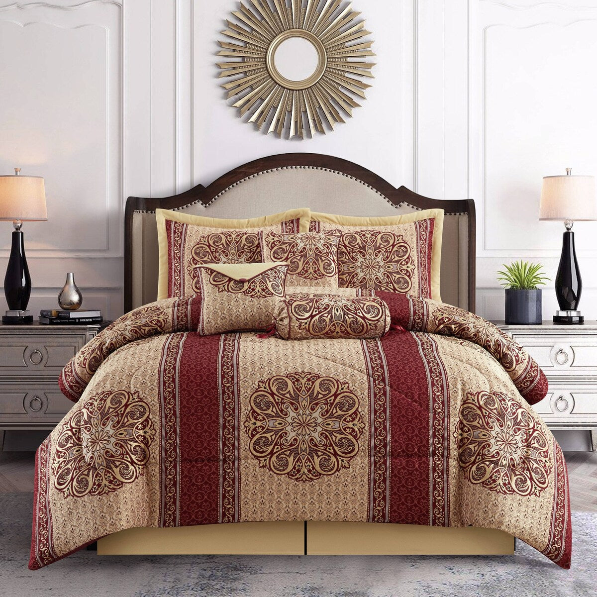 Ensemble de couette élégant médaillon 7 pièces Nanshing Prince