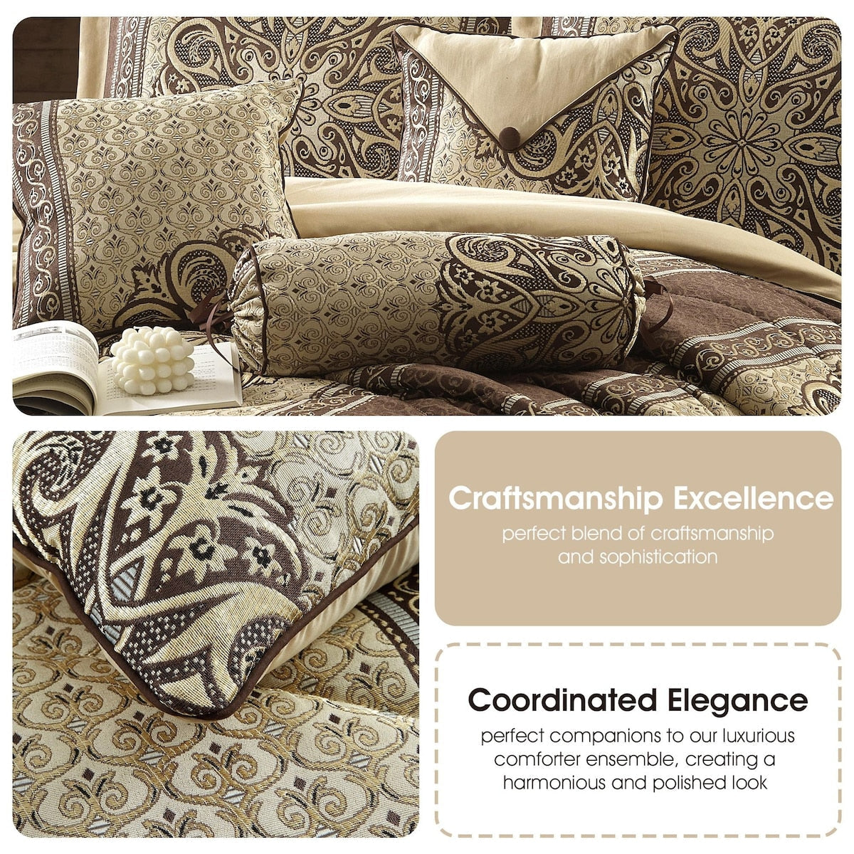 Ensemble de couette élégant médaillon 7 pièces Nanshing Prince