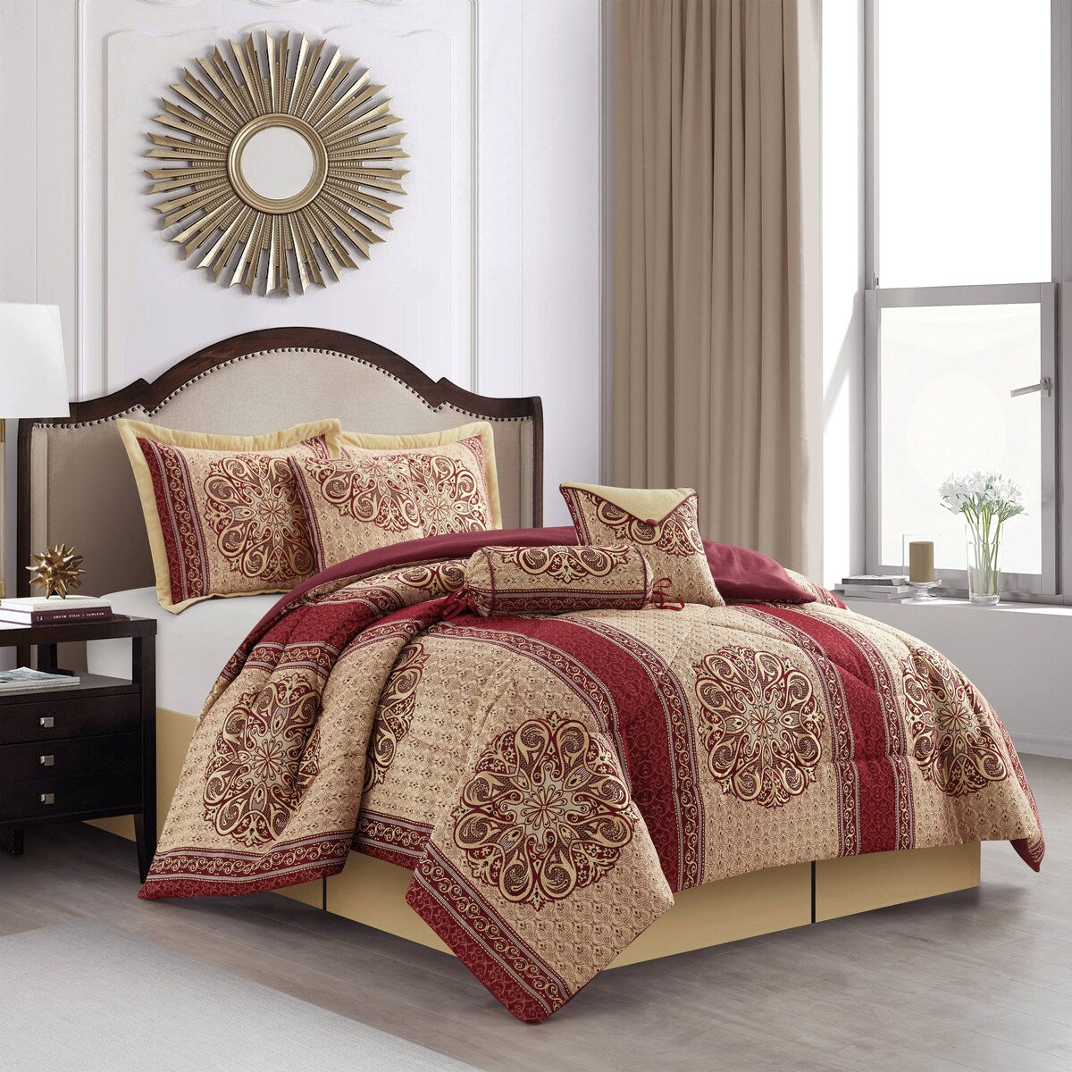 Ensemble de couette élégant médaillon 7 pièces Nanshing Prince