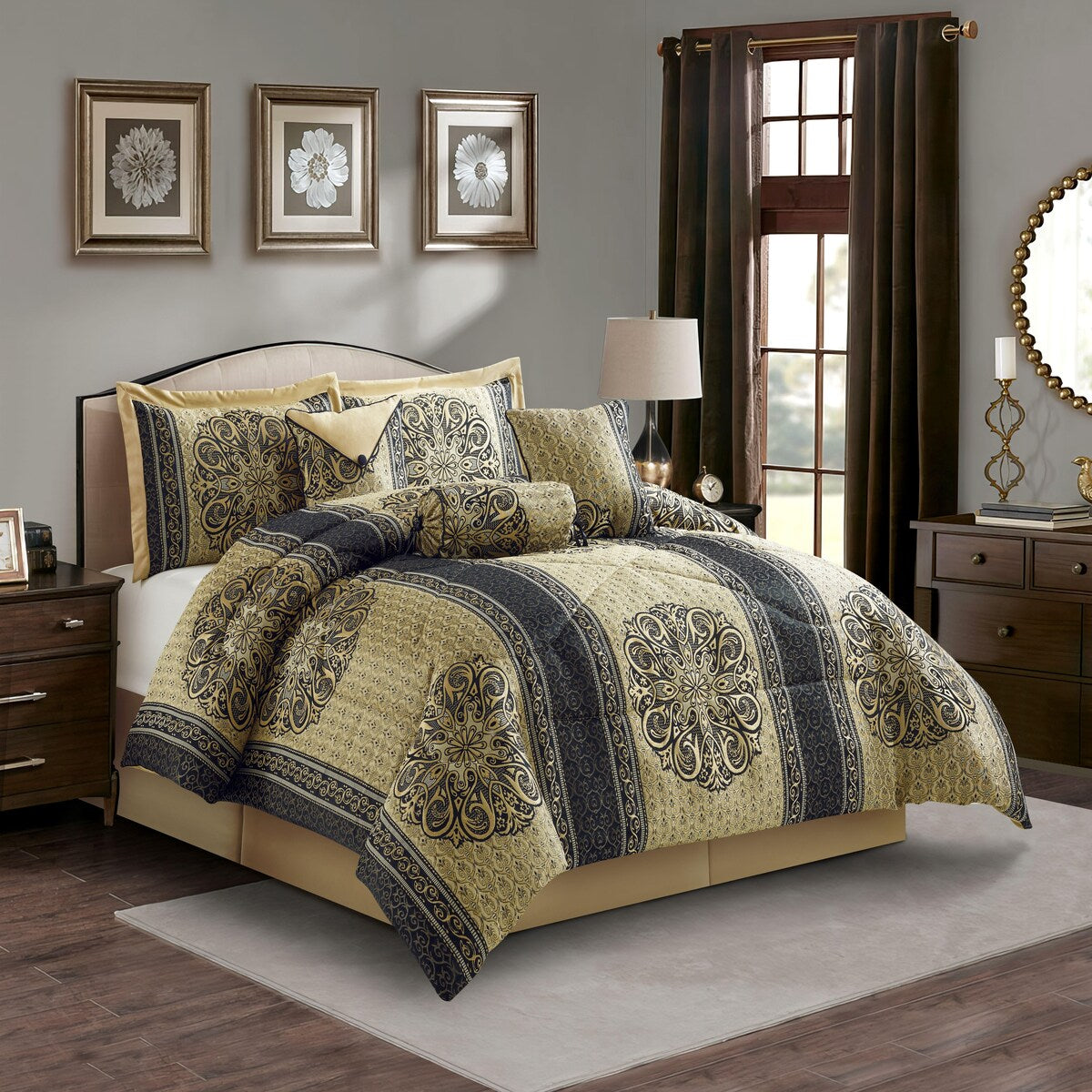 Ensemble de couette élégant médaillon 7 pièces Nanshing Prince