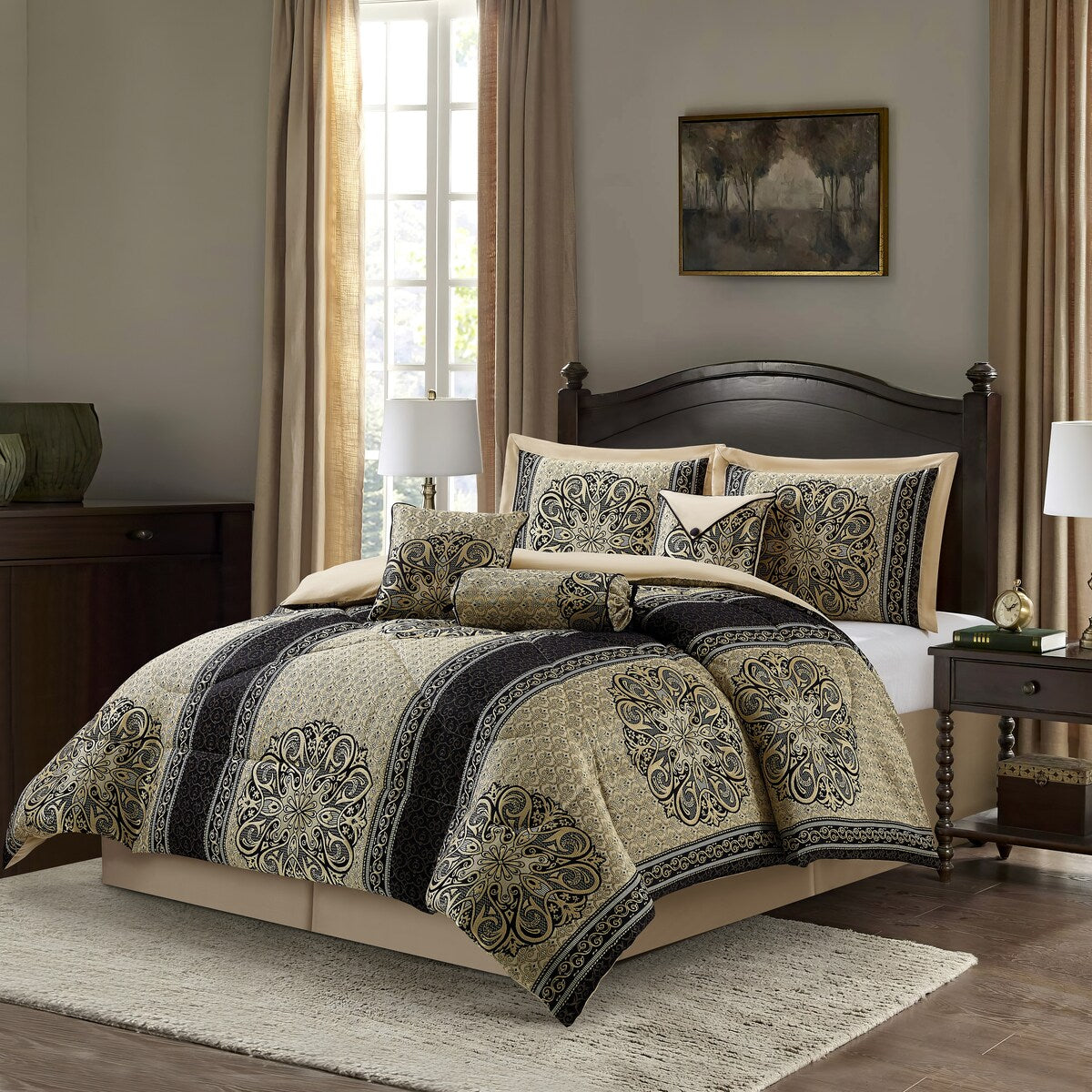 Ensemble de couette élégant médaillon 7 pièces Nanshing Prince