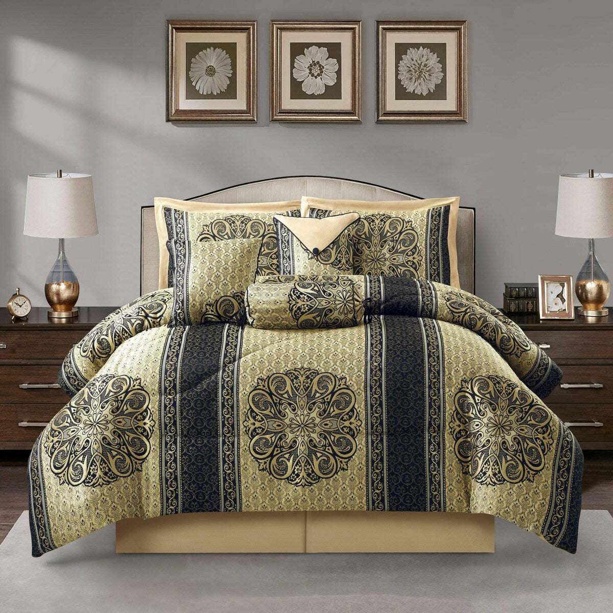 Ensemble de couette élégant médaillon 7 pièces Nanshing Prince