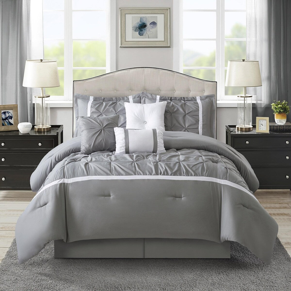Ensemble de couette minimaliste à plis pincés Nanshing Regala 7 pièces