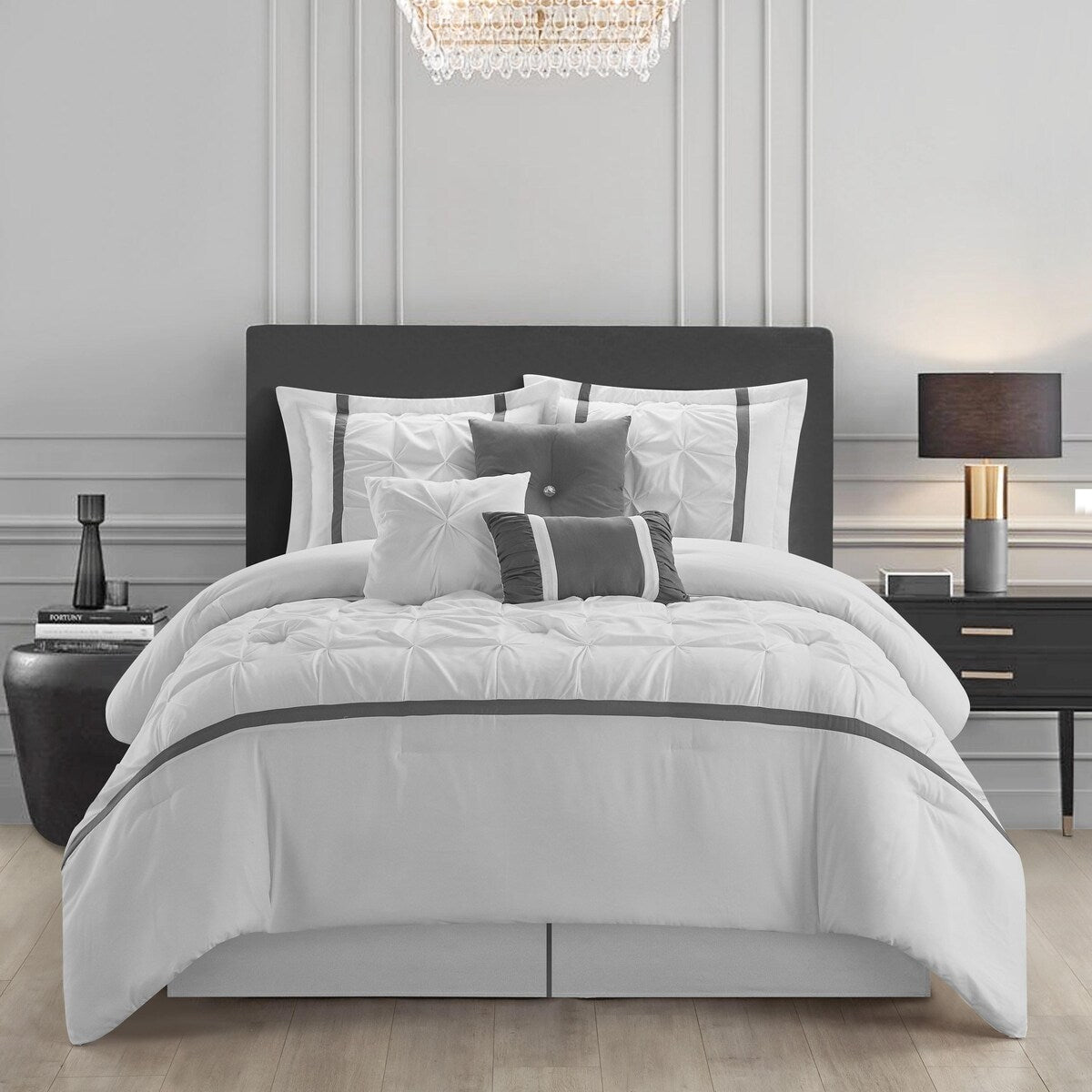 Ensemble de couette minimaliste à plis pincés Nanshing Regala 7 pièces