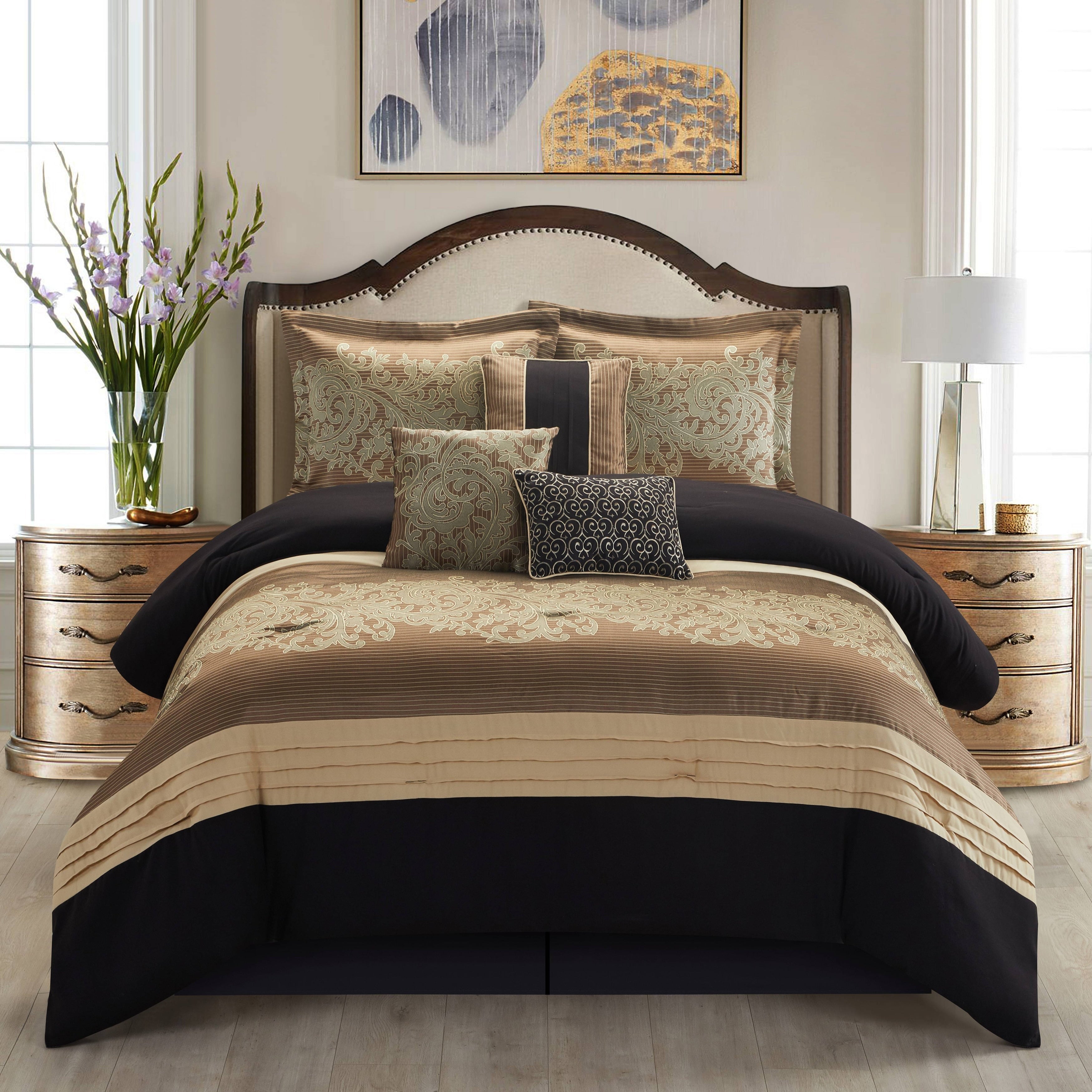 Ensemble de couette 7 pièces en jacquard damassé Nanshing Salem