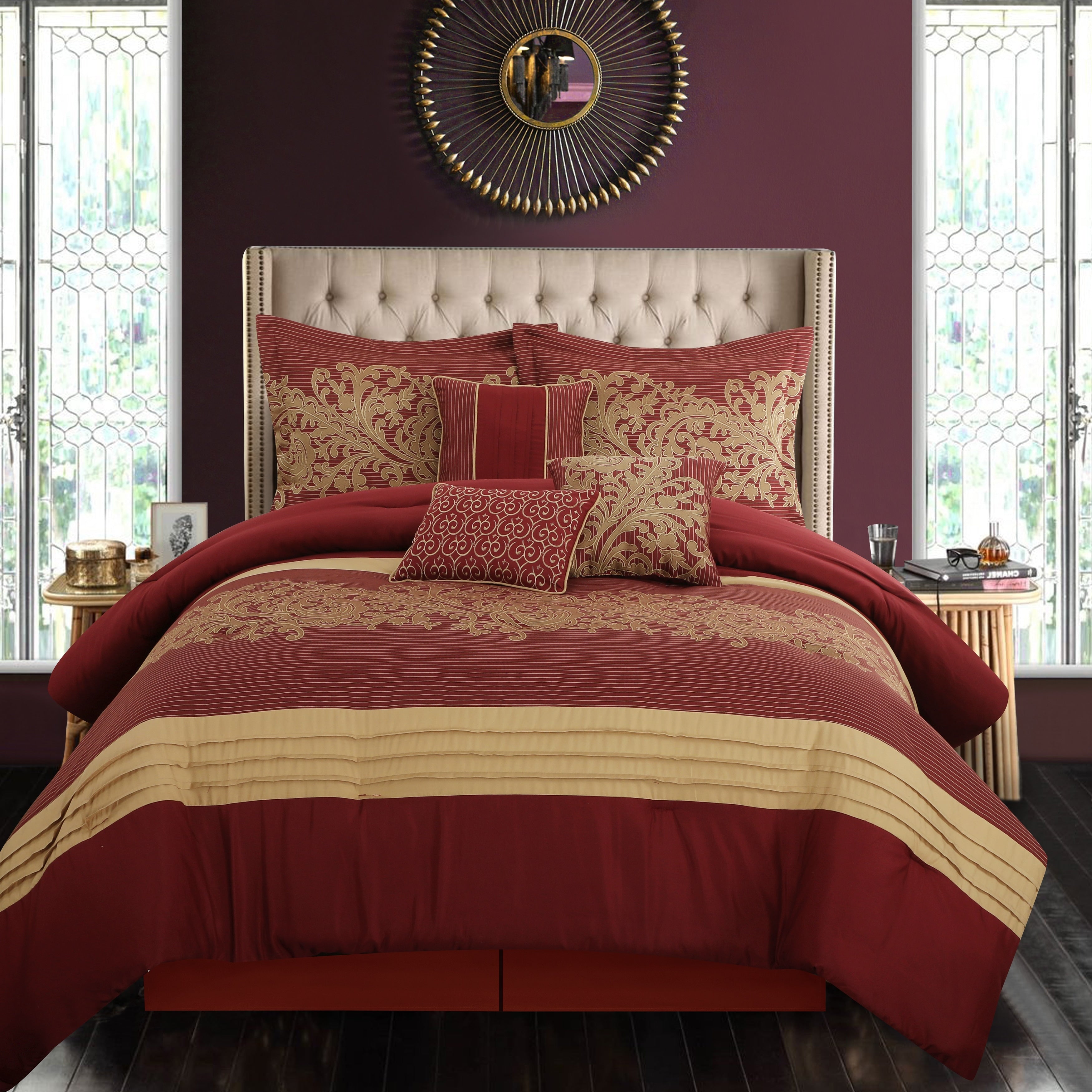 Ensemble de couette 7 pièces en jacquard damassé Nanshing Salem
