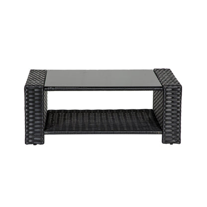 Ensemble de conversation pour patio extérieur Grandview 4 pièces en osier noir