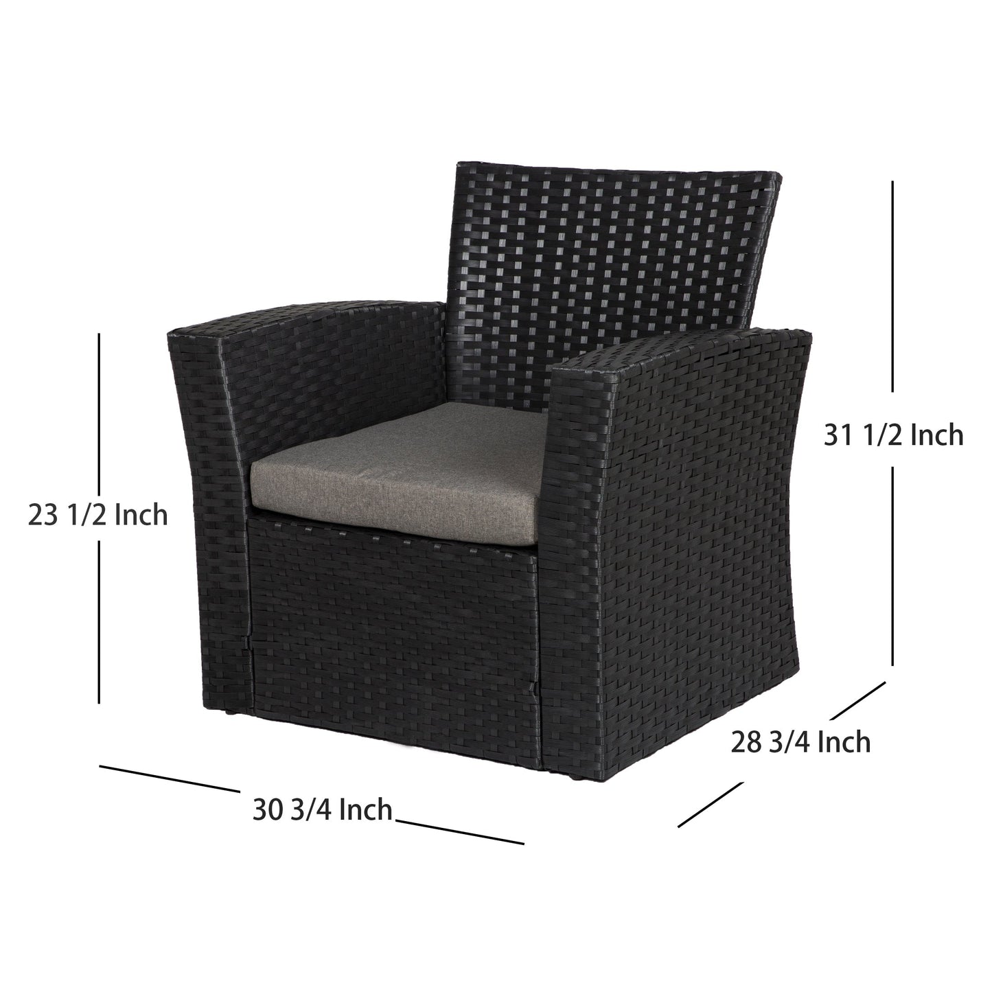 Ensemble de conversation pour patio extérieur Grandview 4 pièces en osier noir