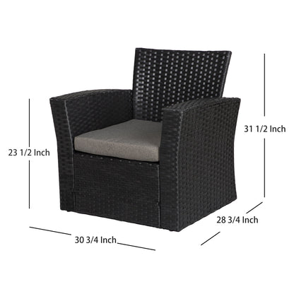 Ensemble de conversation pour patio extérieur Grandview 4 pièces en osier noir