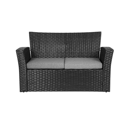 Ensemble de conversation pour patio extérieur Grandview 4 pièces en osier noir