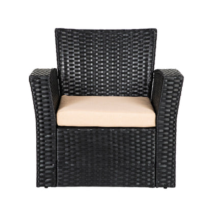Ensemble de conversation pour patio extérieur Grandview 4 pièces en osier noir