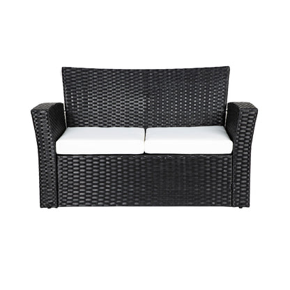 Ensemble de conversation pour patio extérieur Grandview 4 pièces en osier noir