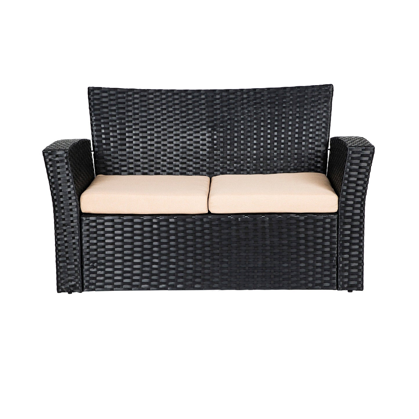 Ensemble de conversation pour patio extérieur Grandview 4 pièces en osier noir