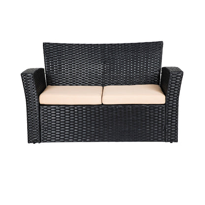 Ensemble de conversation pour patio extérieur Grandview 4 pièces en osier noir