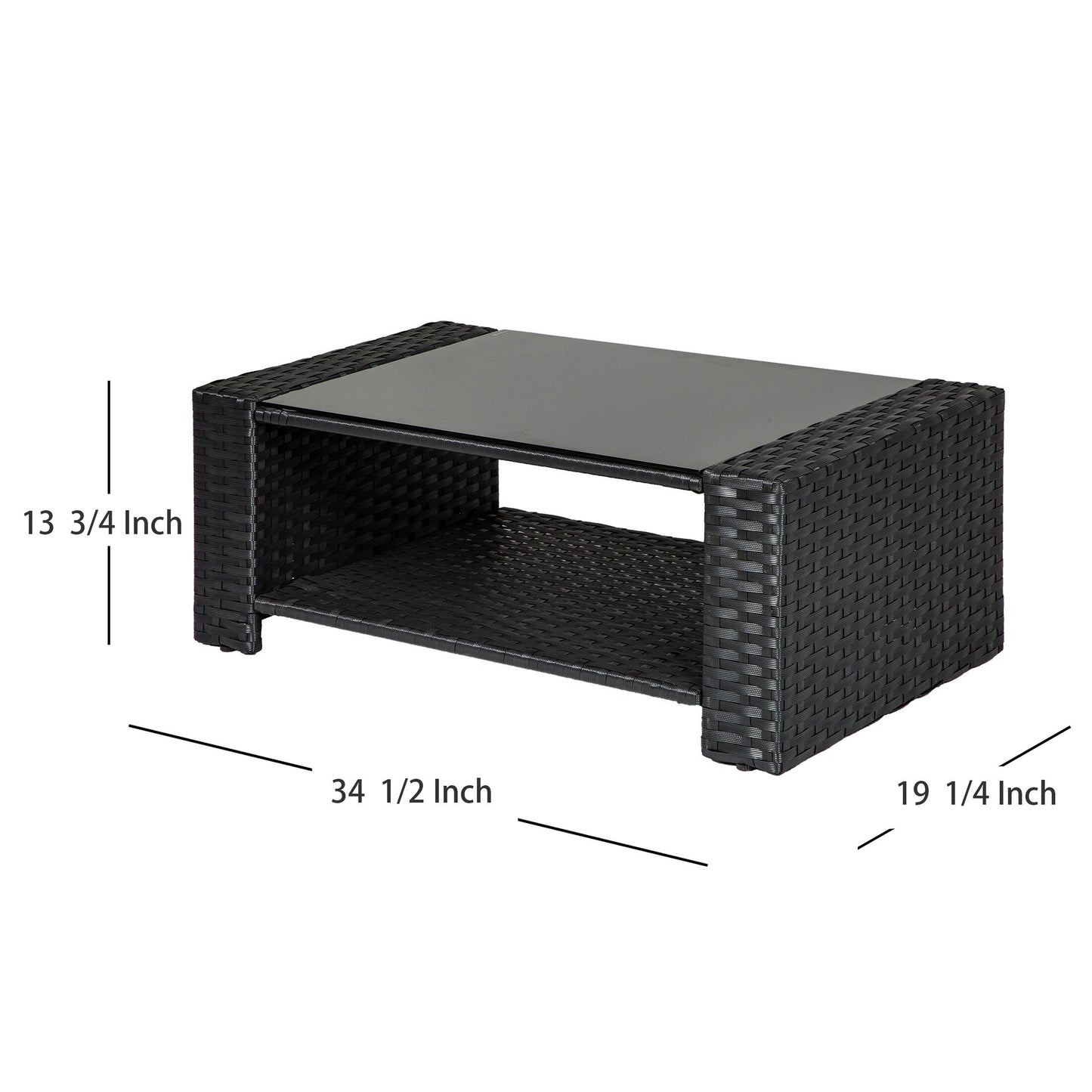 Ensemble de conversation pour patio extérieur Grandview 4 pièces en osier noir
