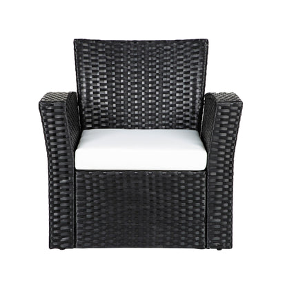 Ensemble de conversation pour patio extérieur Grandview 4 pièces en osier noir