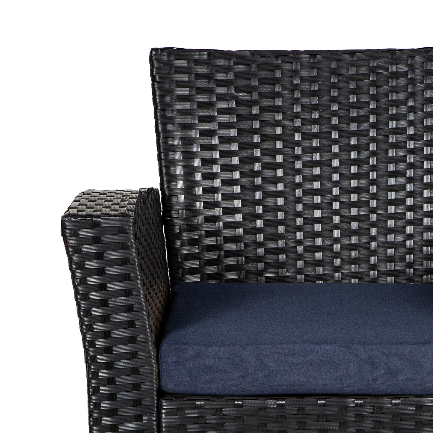 Ensemble de conversation pour patio extérieur Grandview 4 pièces en osier noir