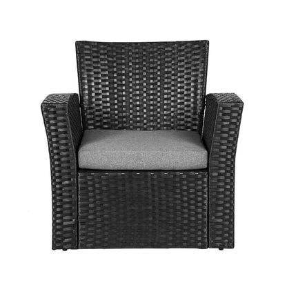 Ensemble de conversation pour patio extérieur Grandview 4 pièces en osier noir
