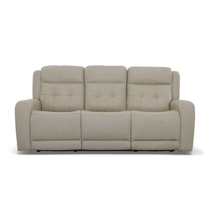 Canapé inclinable électrique en cuir Grant 87 avec appuie-têtes électriques par Flexsteel