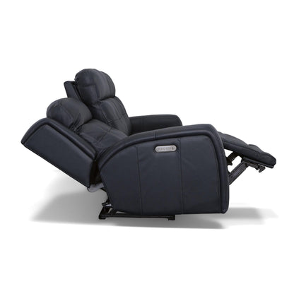 Canapé inclinable électrique en cuir Grant 87 avec appuie-têtes électriques par Flexsteel