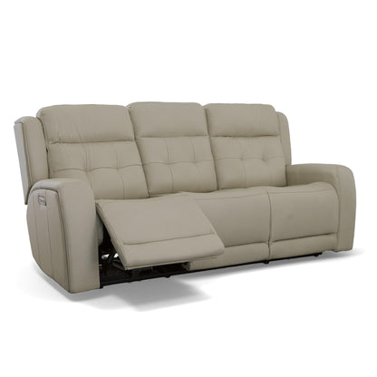 Canapé inclinable électrique en cuir Grant 87 avec appuie-têtes électriques par Flexsteel