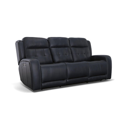 Canapé inclinable électrique en cuir Grant 87 avec appuie-têtes électriques par Flexsteel
