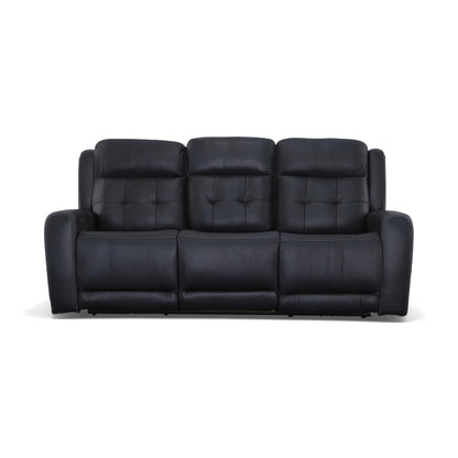 Canapé inclinable électrique en cuir Grant 87 avec appuie-têtes électriques par Flexsteel