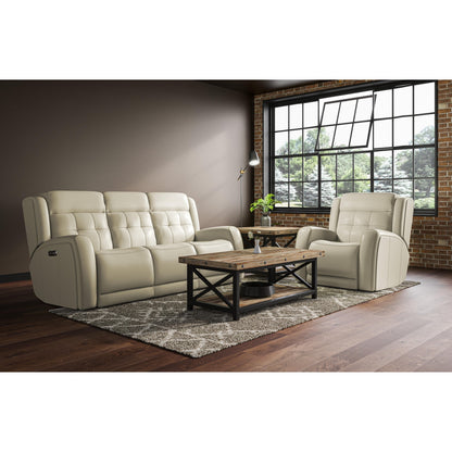 Canapé inclinable électrique en cuir Grant 87 avec appuie-têtes électriques par Flexsteel
